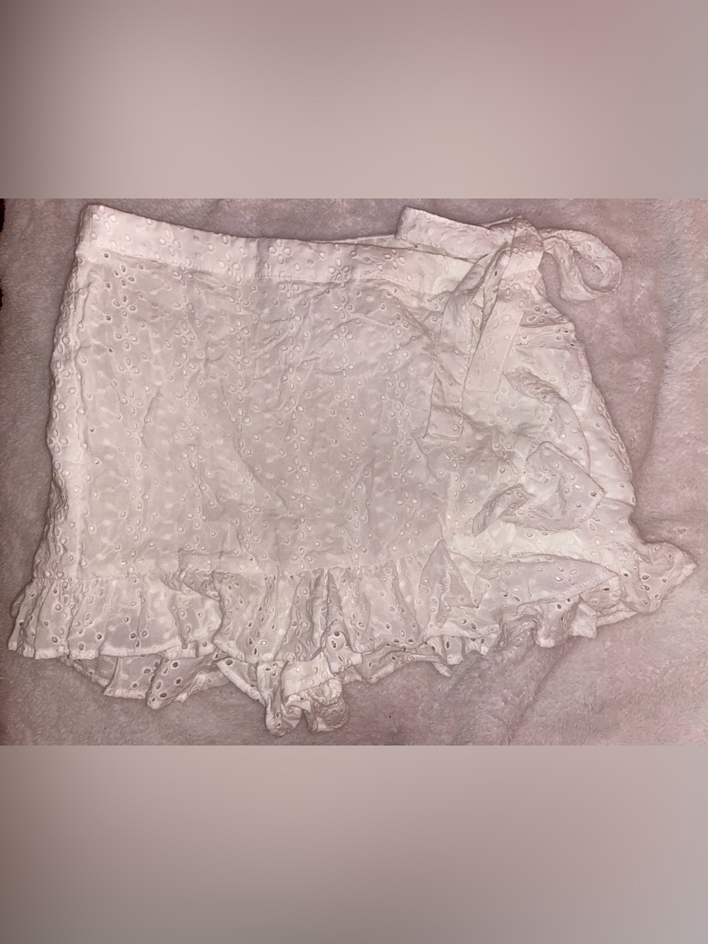 White Eyelet Ruffle Mini Skort